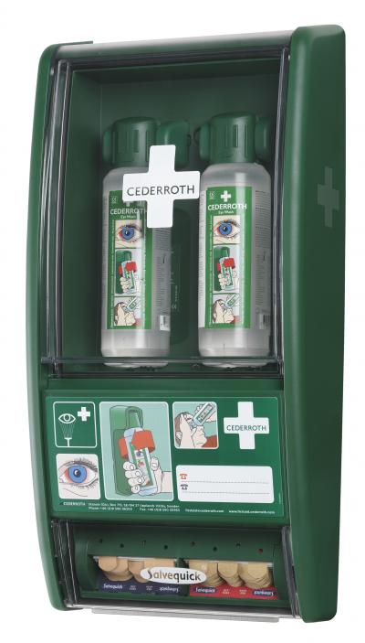 Cederroth Eye Wash Station, incl 2 x 500 ml bottles of 725200 with Salvequick Plater Dispenser REF 490700
