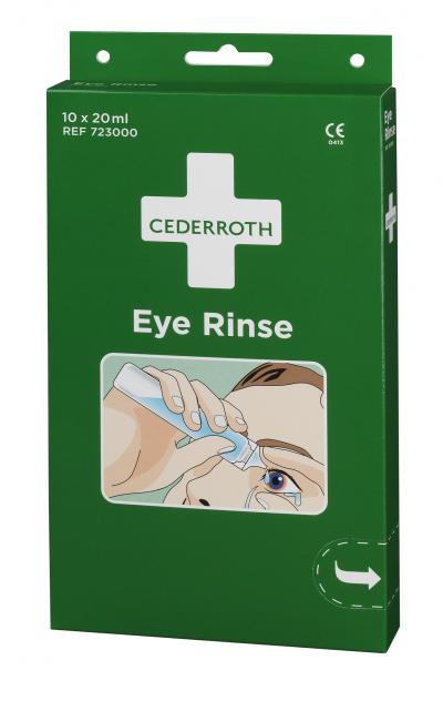 Cederroth Eye Rinse 0,9% NaCl i en dispenser, 10 x 20 ml