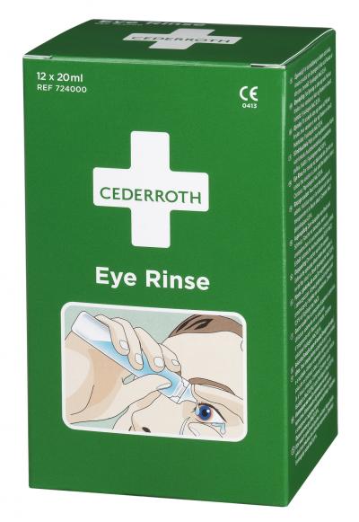 Cederroth Eye Rinse Spender 0,9% NaCl i en ask, 12 x 20 ml